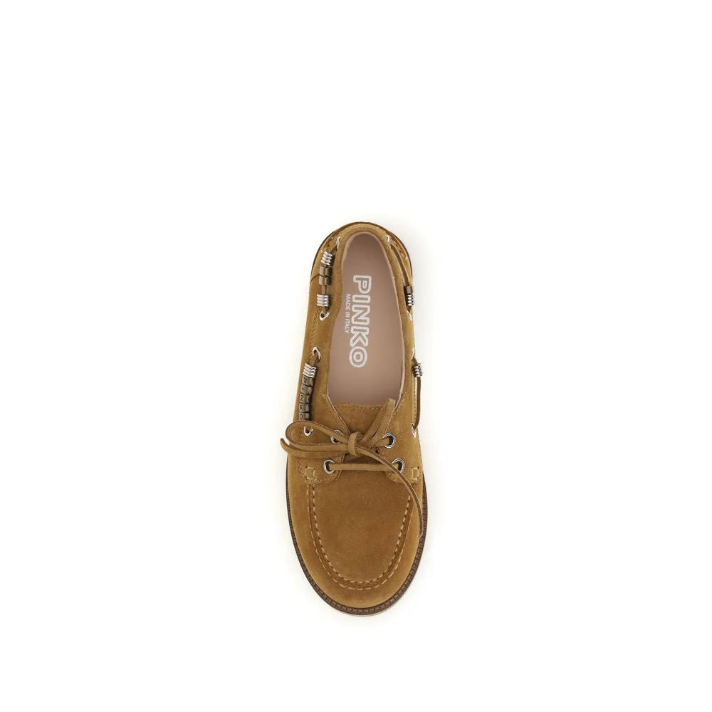 PINKO Brown Calf Leather Bos Taurus Slip-On Loafers - EU36/US6