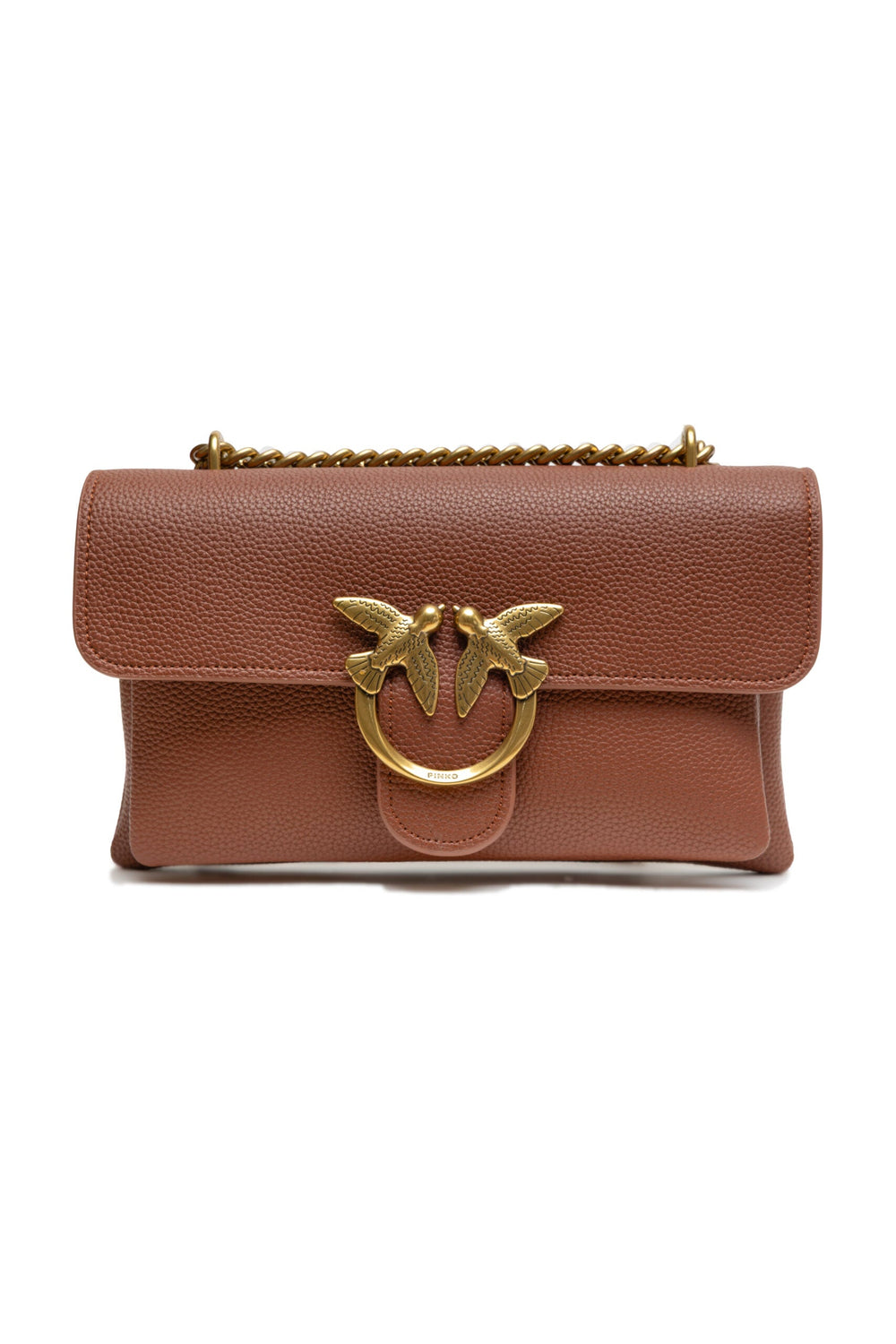 PINKO Brown Leather Love Boucle Riga Shoulder Bag - Cross Body Bags