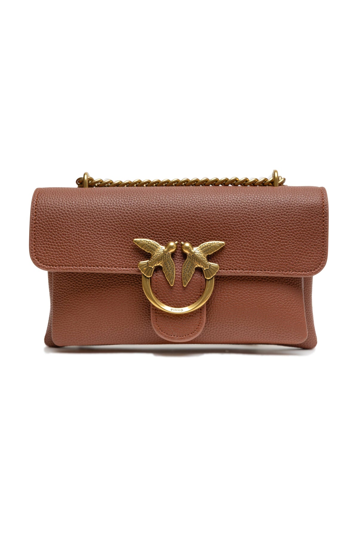 PINKO Brown Leather Love Boucle Riga Shoulder Bag - Cross Body Bags