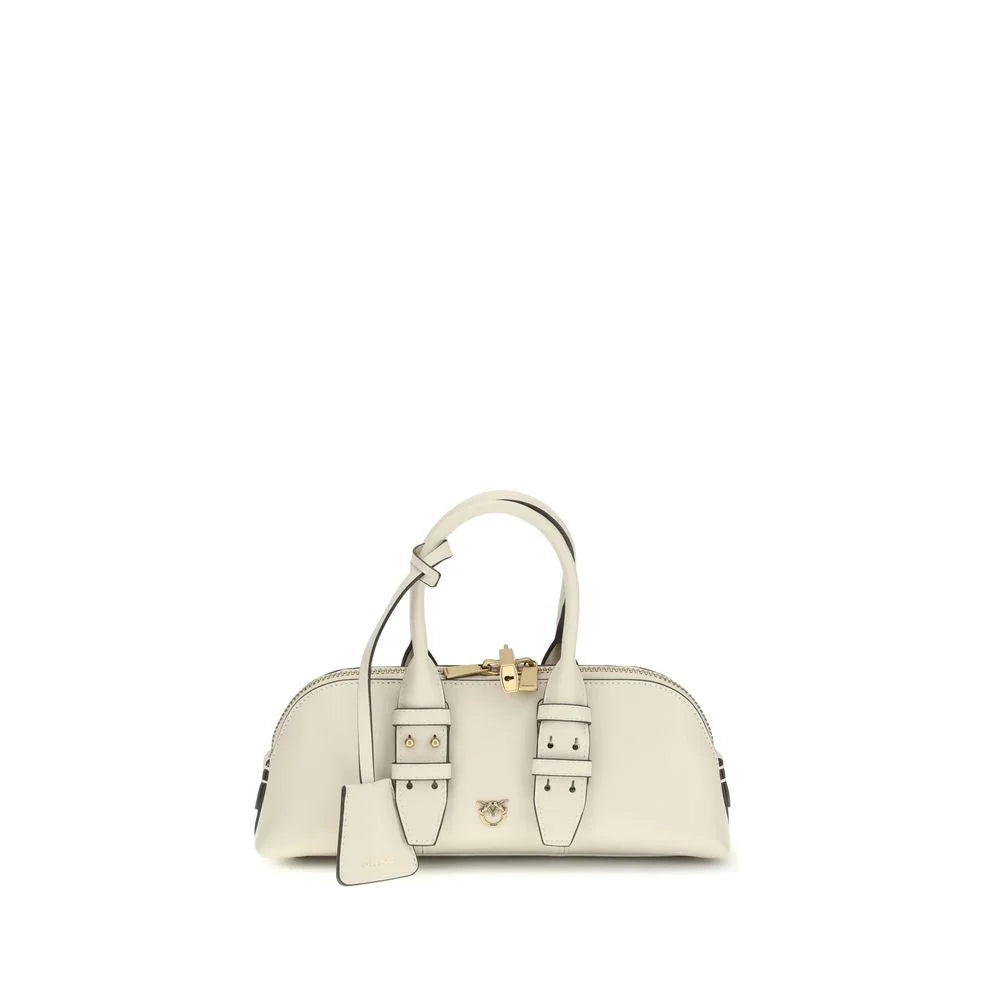 PINKO Cream Calf Leather Bos Taurus Handbag