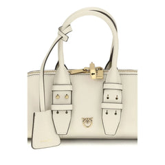 PINKO Cream Calf Leather Bos Taurus Handbag