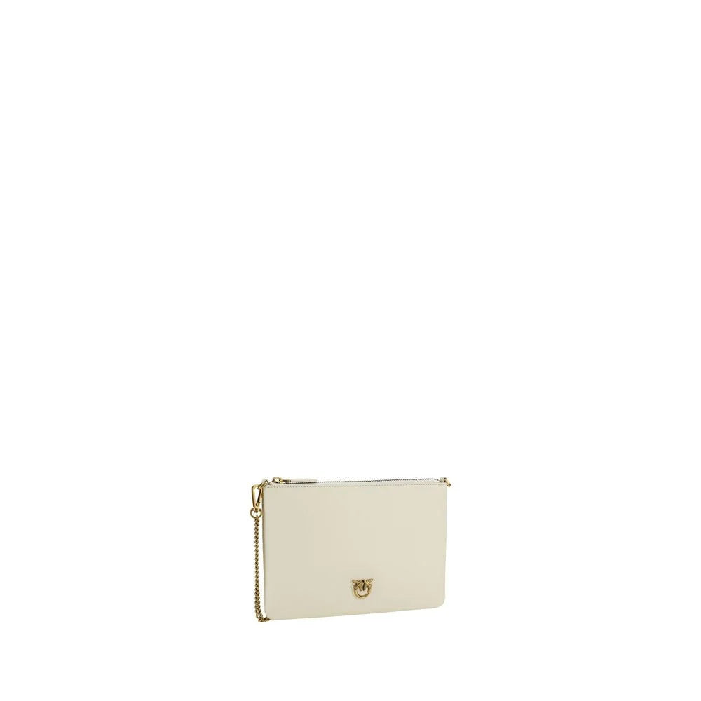 PINKO Cream Calf Leather Bos Taurus Shoulder Bag