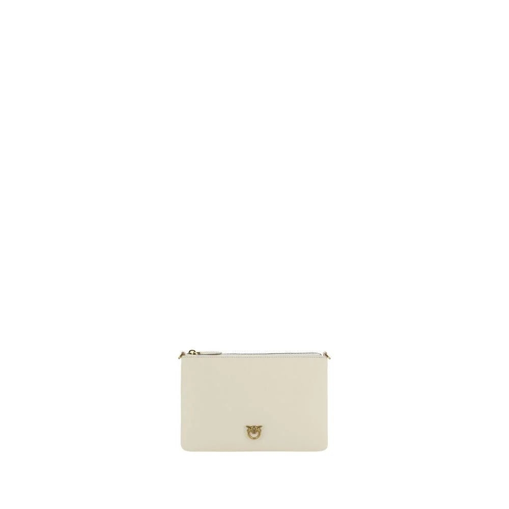 PINKO Cream Calf Leather Bos Taurus Shoulder Bag