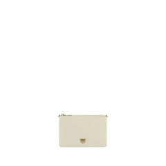 PINKO Cream Calf Leather Bos Taurus Shoulder Bag