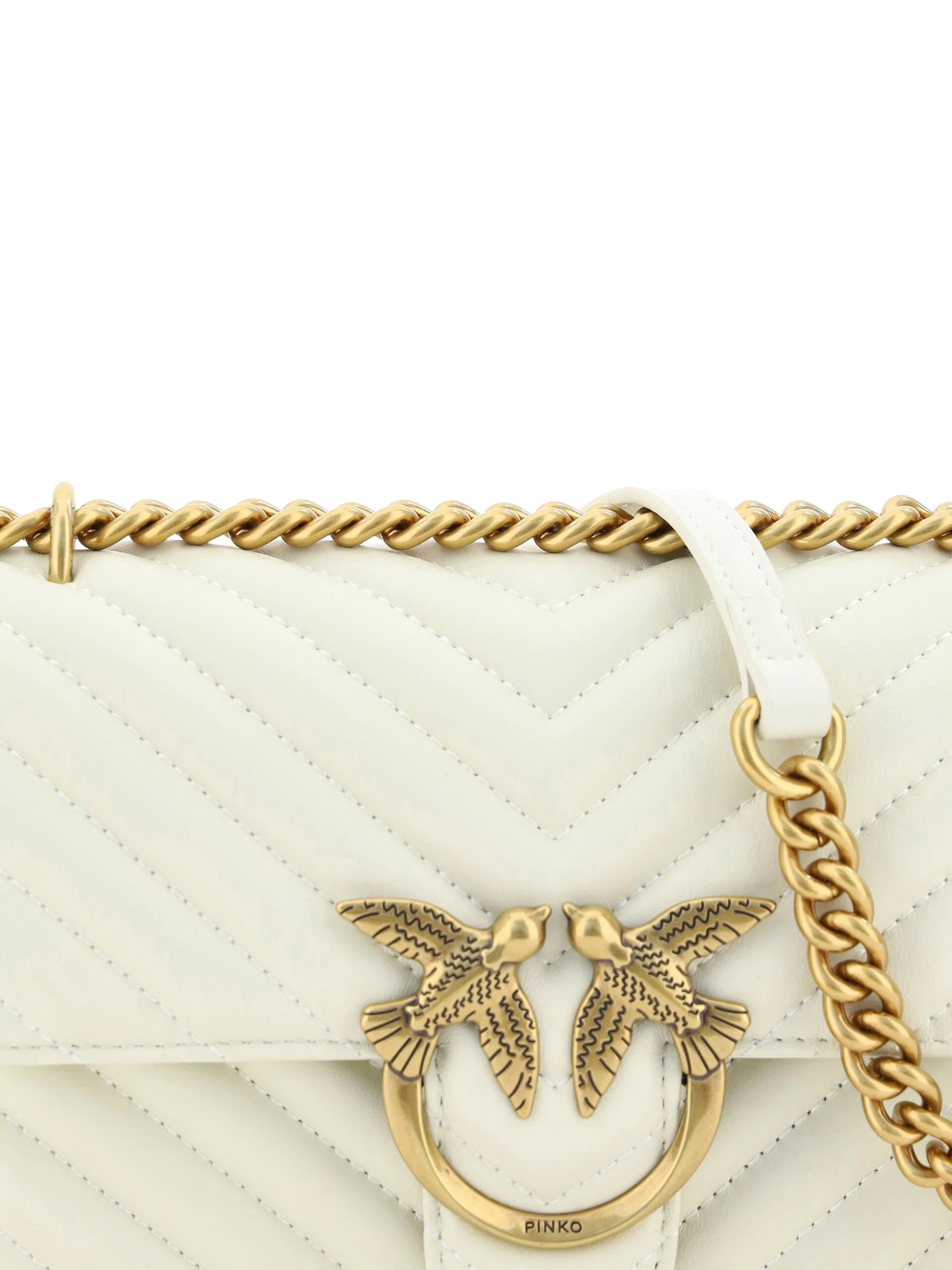 PINKO Elegant White Mini Love Shoulder Bag - Shoulder Bags