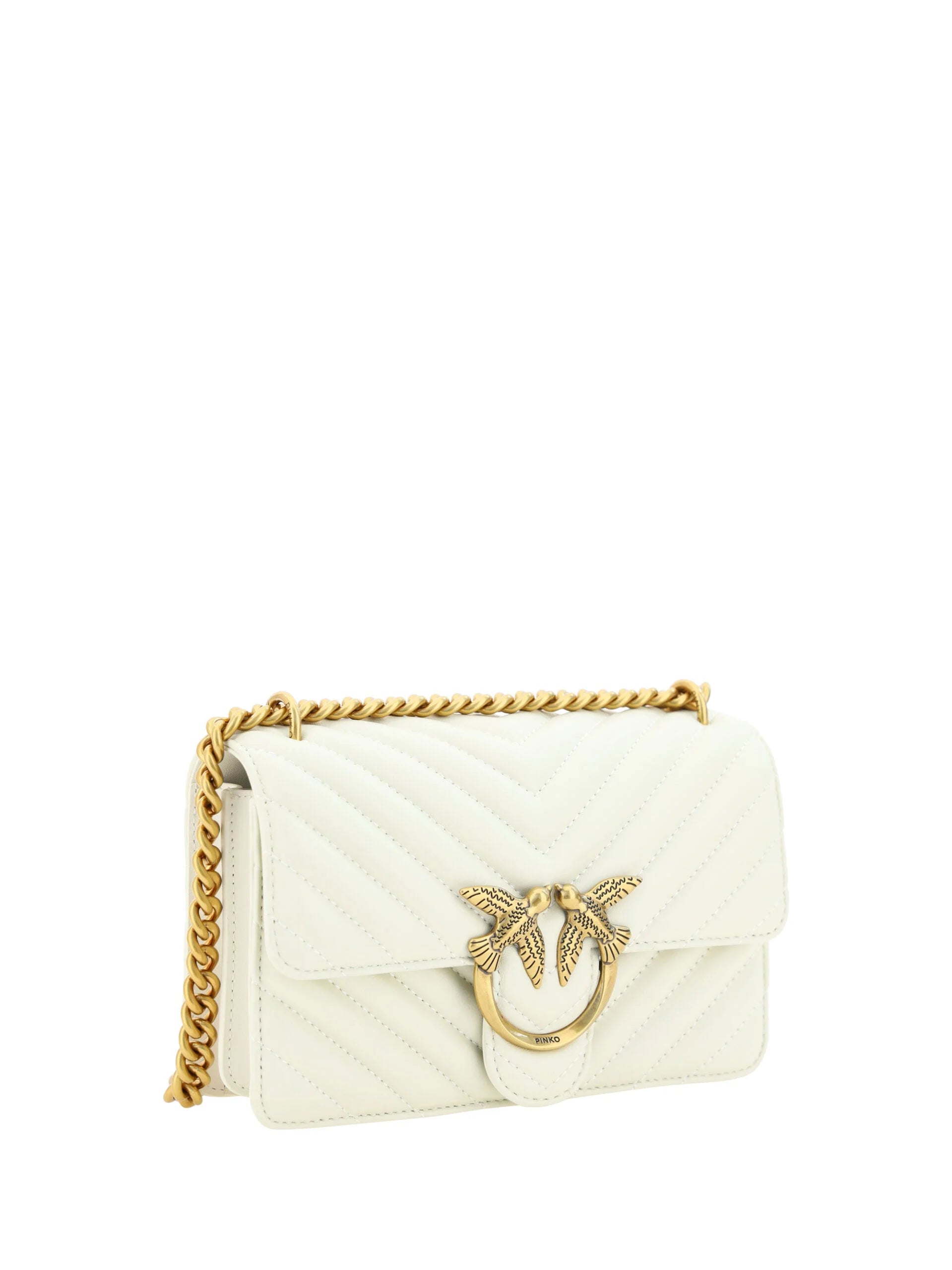 PINKO Elegant White Mini Love Shoulder Bag - Shoulder Bags