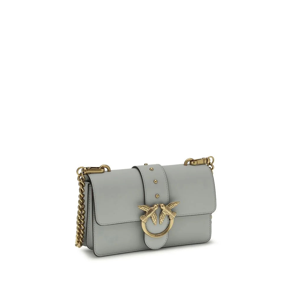 PINKO Gray Calf Leather Bos Taurus Shoulder Bag