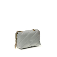 PINKO Gray Calf Leather Bos Taurus Shoulder Bag