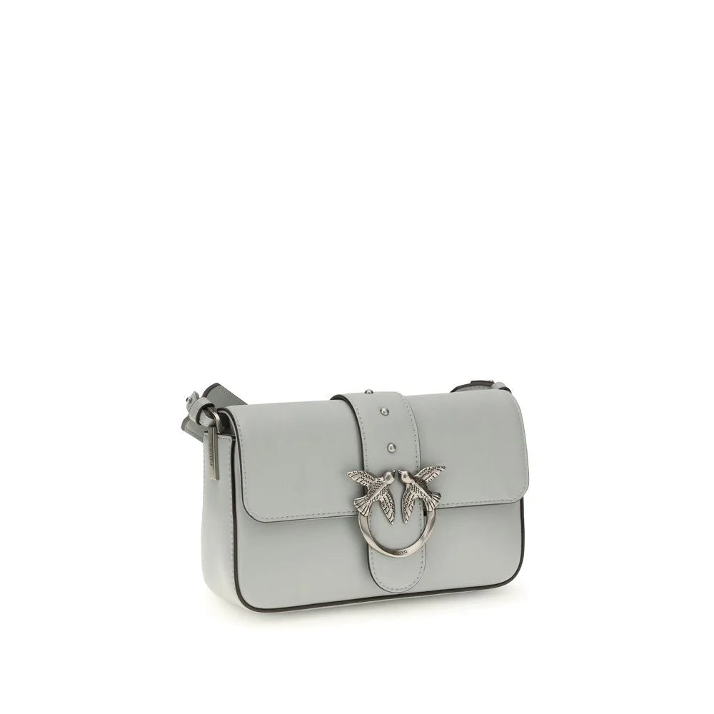 PINKO Gray Calf Leather Bos Taurus Shoulder Bag