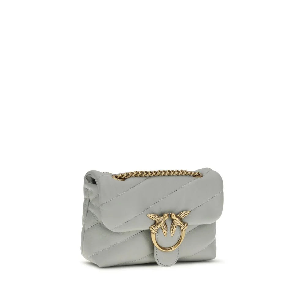 PINKO Gray Calf Leather Bos Taurus Shoulder Bag