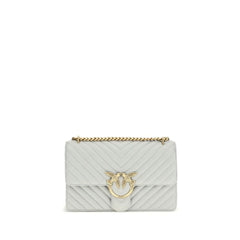 PINKO Gray Calf Leather Bos Taurus Shoulder Bag