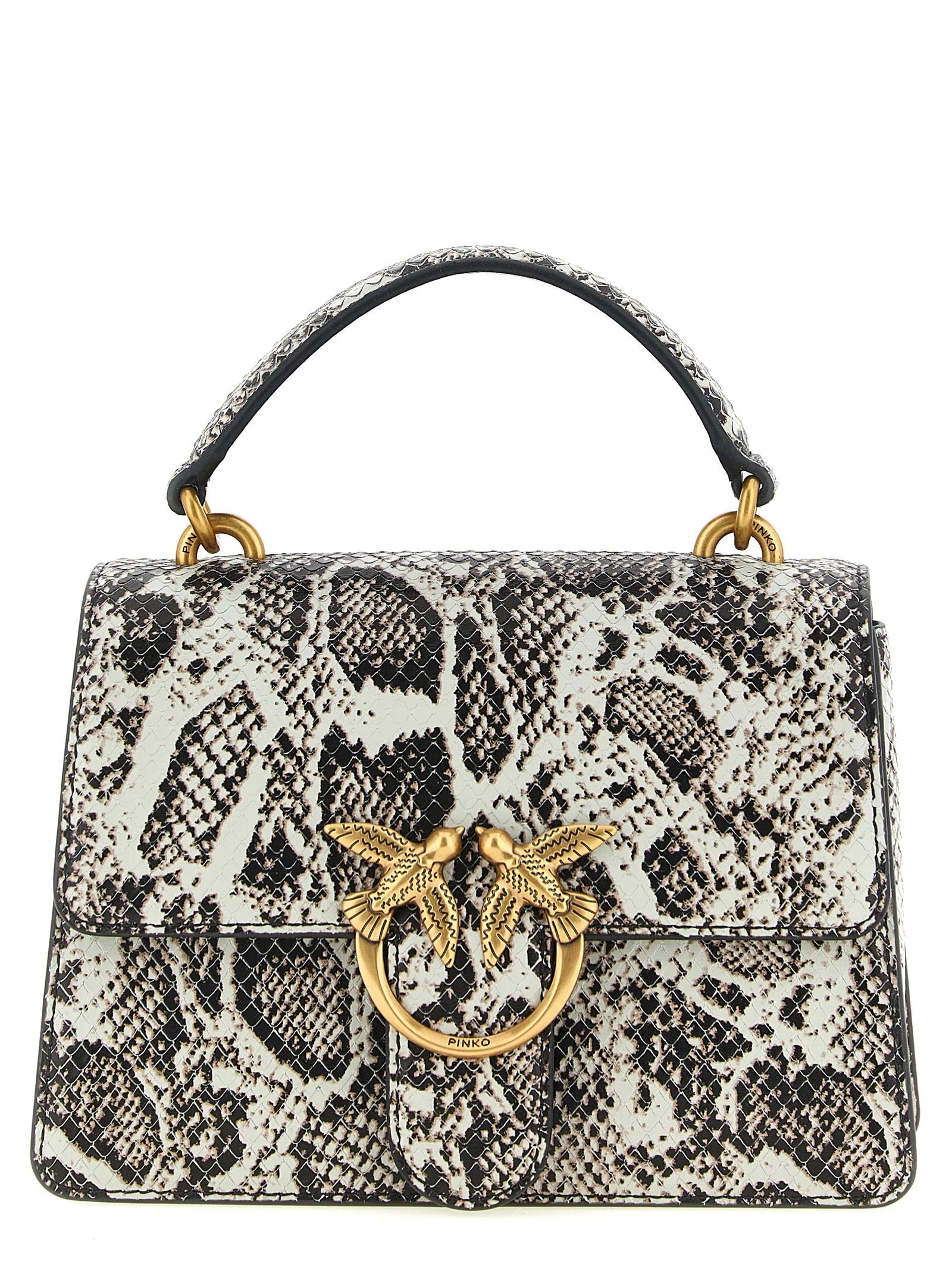 PINKO Gray Calfskin Handbag