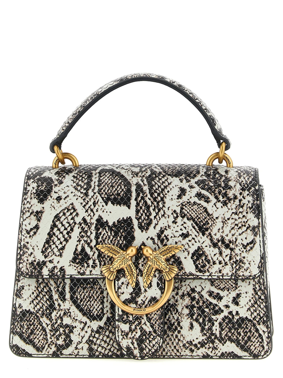 PINKO Gray Calfskin Handbag