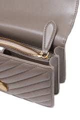 PINKO Grey Leather Love One Mini Shoulder Bag - Shoulder Bags