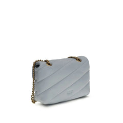 PINKO Light Blue Calf Leather Bos Taurus Shoulder Bag