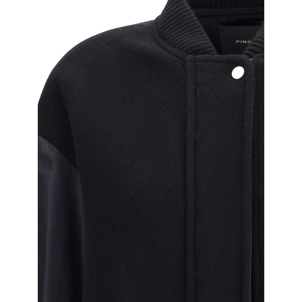 PINKO Long Coat in wool-blend cloth and technical satin - Overcoats