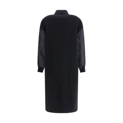 PINKO Long Coat in wool-blend cloth and technical satin - Overcoats