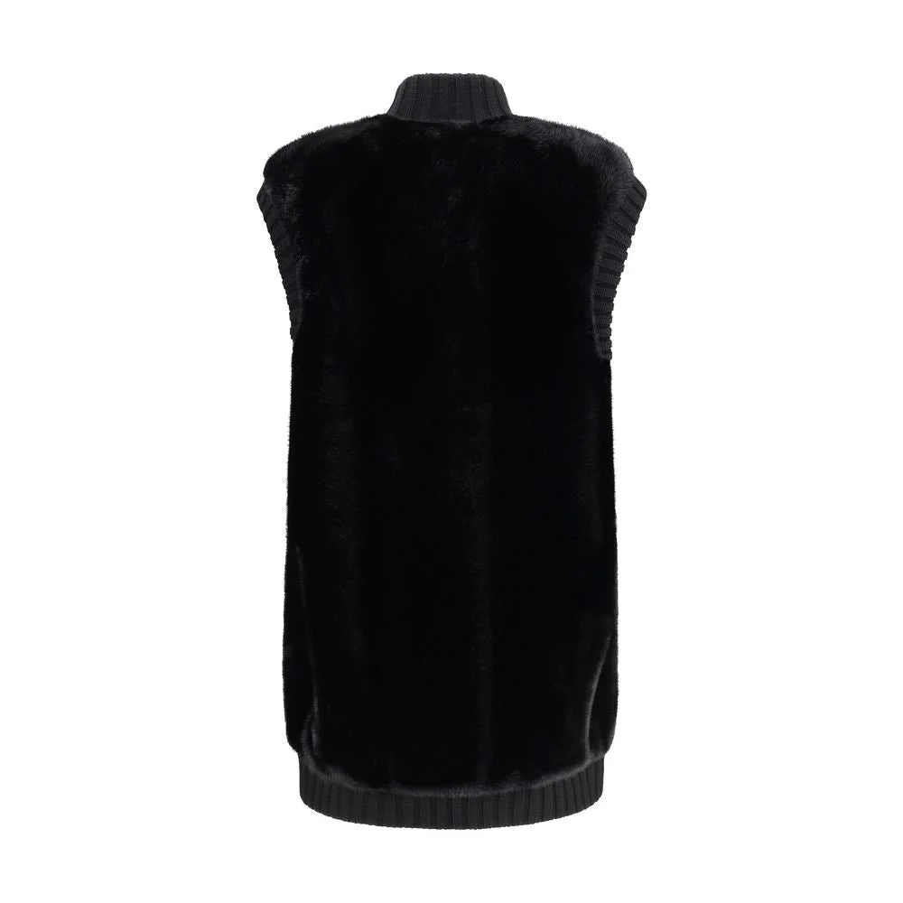 PINKO Long Vest in faux fur - Vests