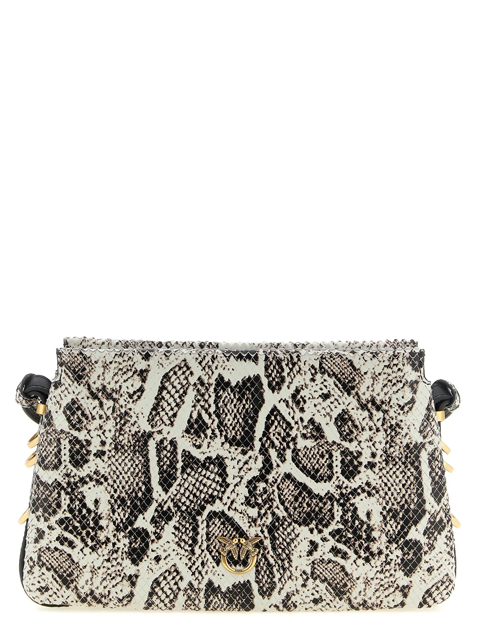 PINKO multicolor cowhide crossbody bag featuring a structured silhouette and signature Love Birds metal buckle.