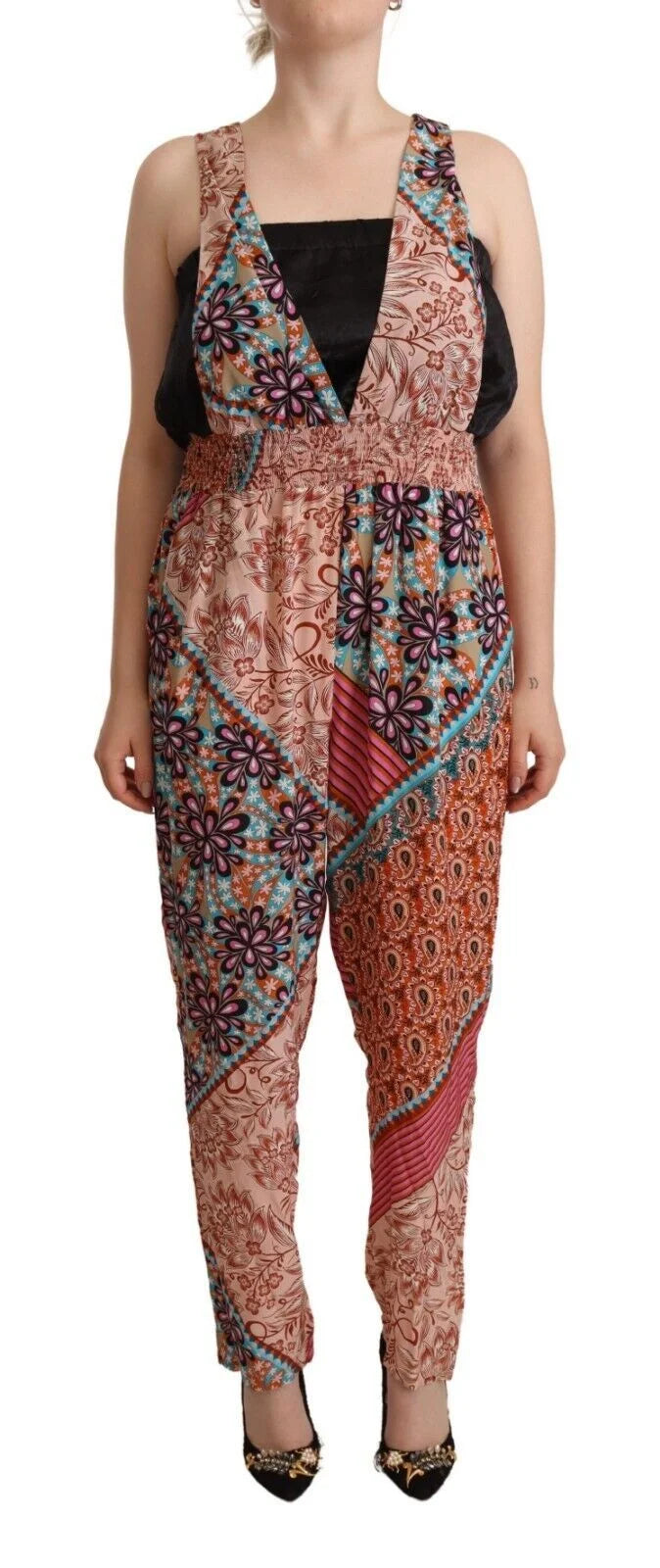 PINKO Multicolor Viscose Floral Print Women Jumpsuit Dress - IT44|L - One-Pieces