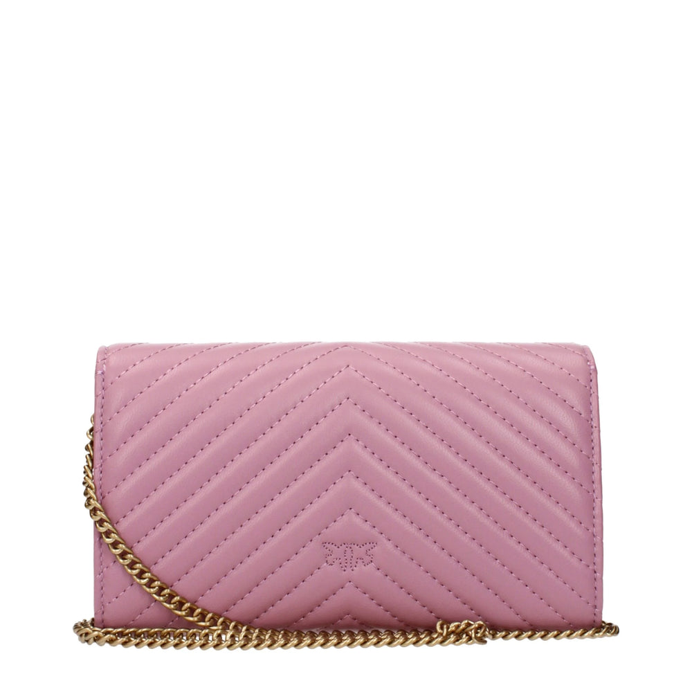 PINKO Pink Leather Clutch Bag