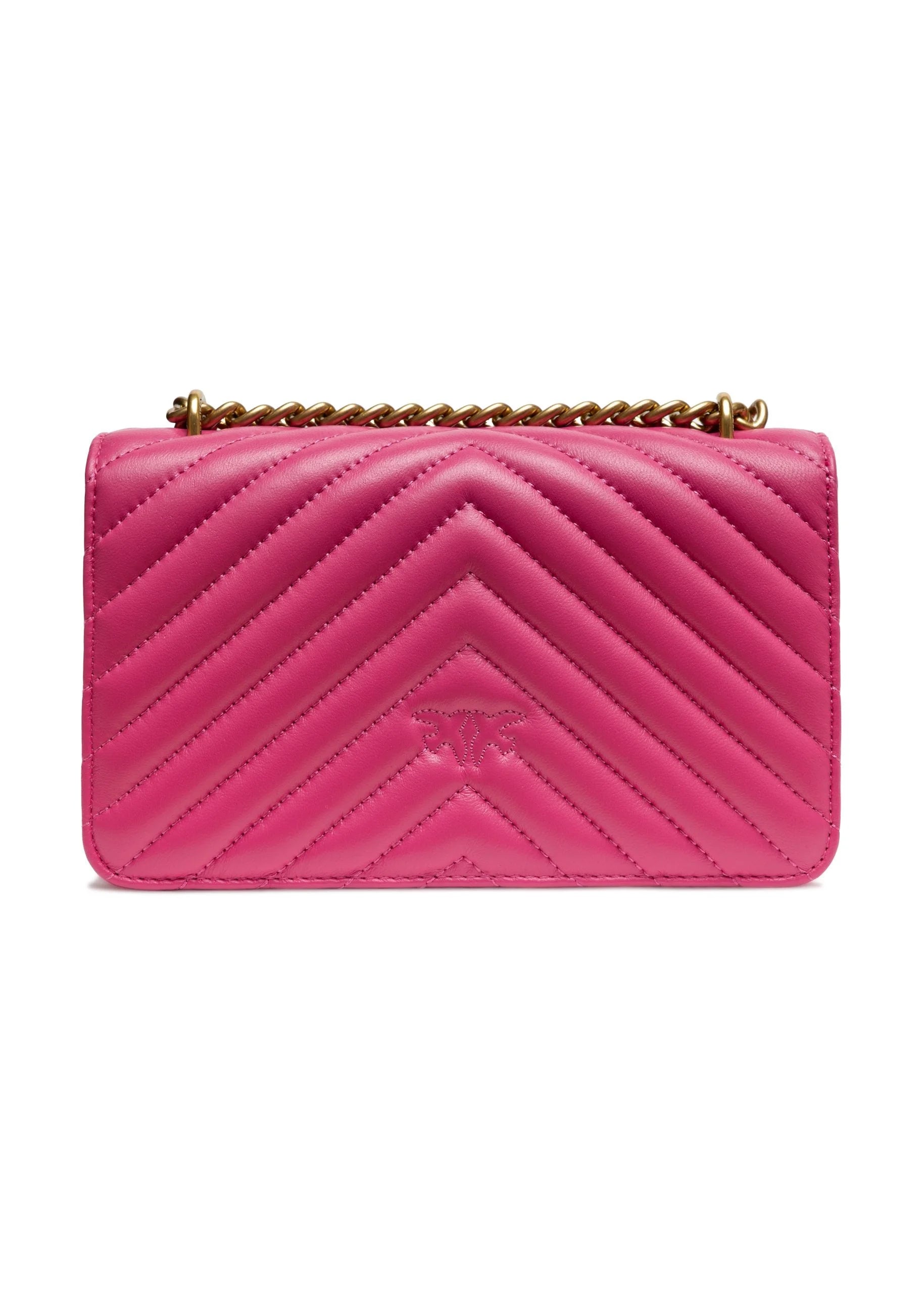 PINKO Pink Leather Love One Mini Shoulder Bag
