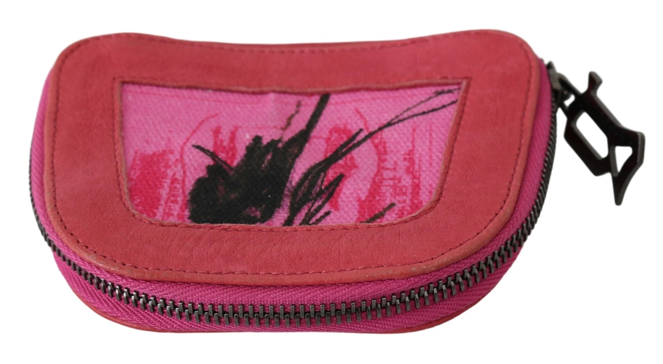 PINKO Pink Suede Printed Coin Holder Women Fabric Zippered Purse - Coin Purses