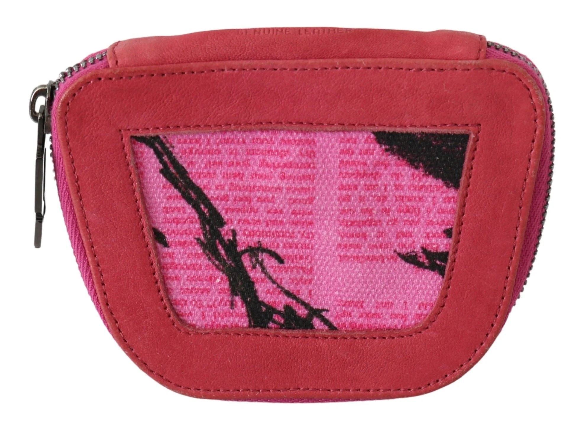 PINKO Pink Suede Printed Coin Holder Women Fabric Zippered Purse - Coin Purses