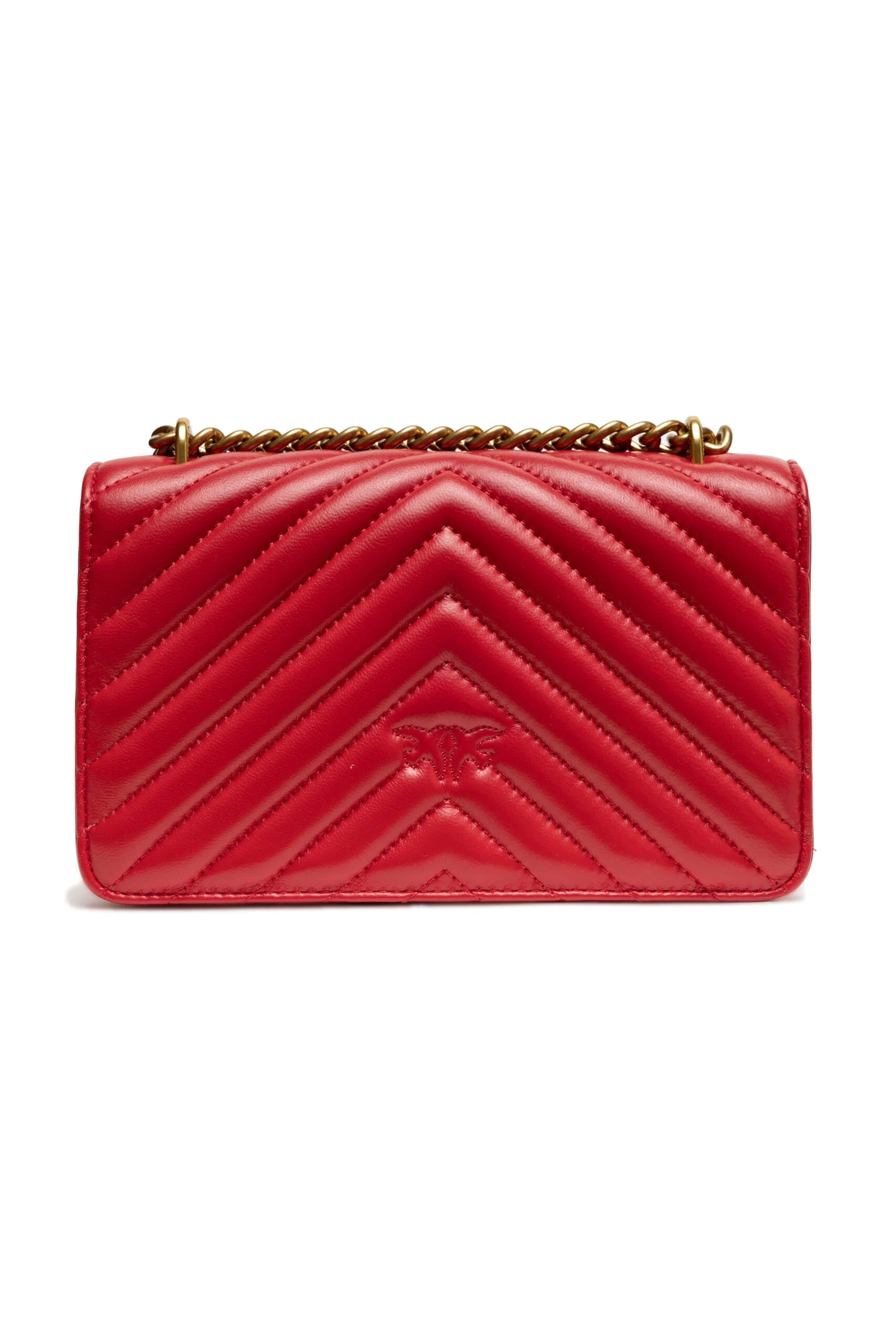 PINKO Red Leather Love One Mini Shoulder Bag - Shoulder Bags