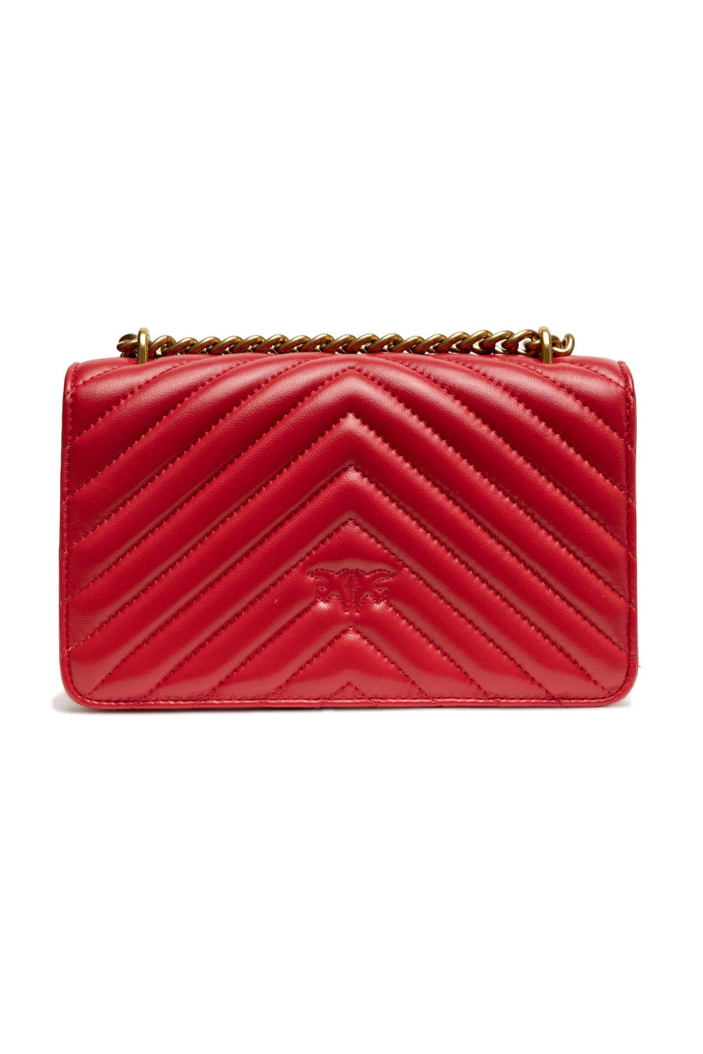 PINKO Red Leather Love One Mini Shoulder Bag - Shoulder Bags