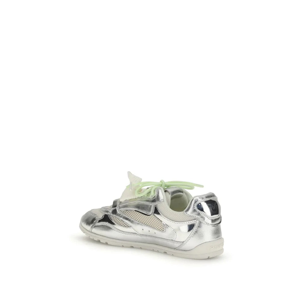 PINKO Silver Polyamide Athletic Sneakers