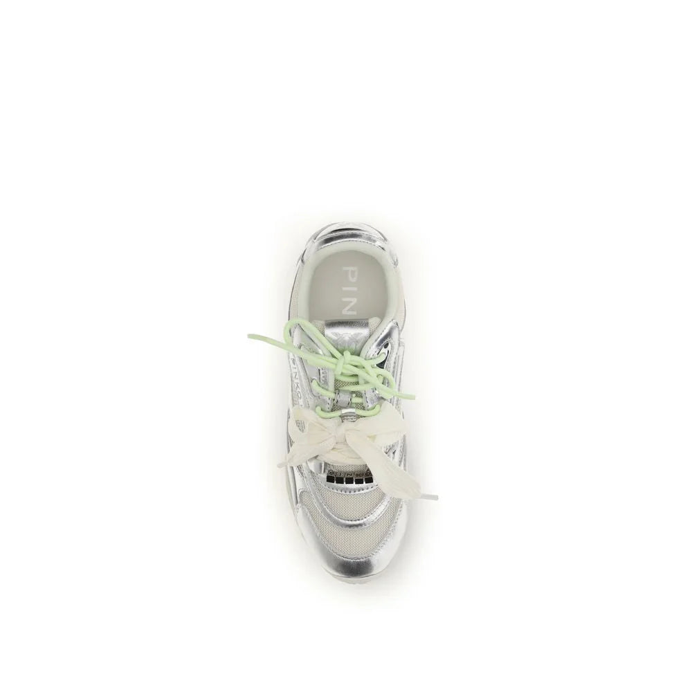 PINKO Silver Polyamide Athletic Sneakers