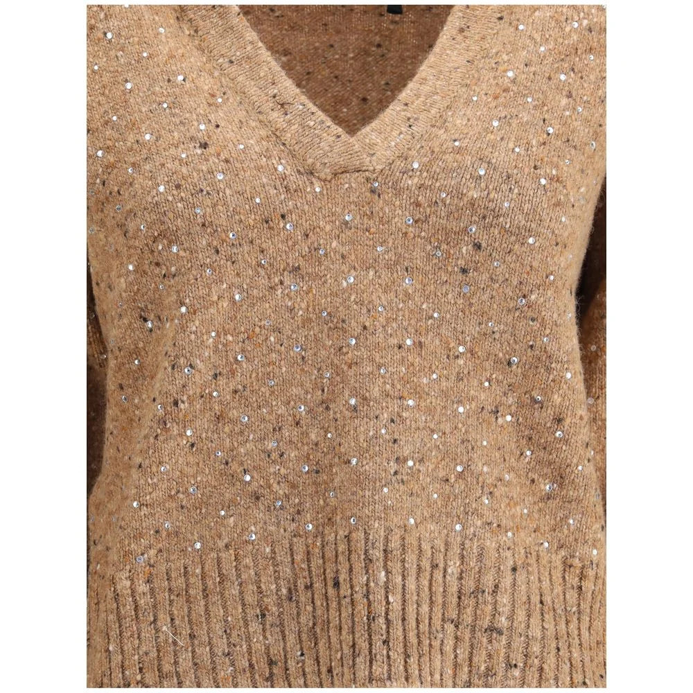 PINKO V-neck Sweater with rhinestones - Sweaters