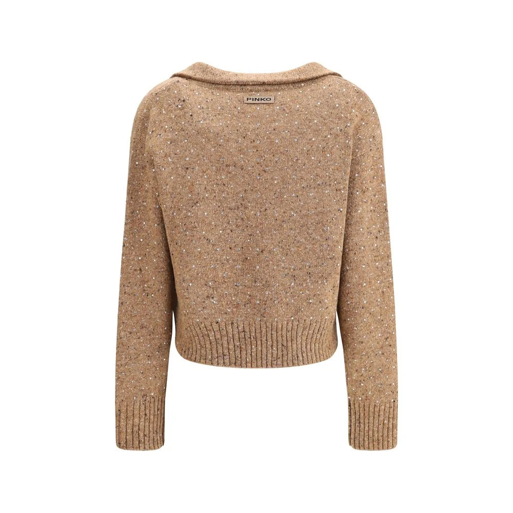 PINKO V-neck Sweater with rhinestones - Sweaters