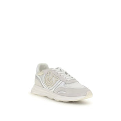 PINKO White Calf Leather Bos Taurus Athletic Sneakers