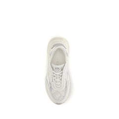 PINKO White Calf Leather Bos Taurus Chunky Sneakers
