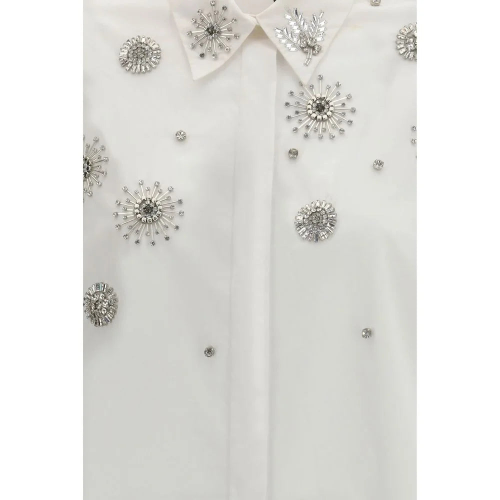 PINKO White Calf Leather Bos Taurus Pattern Shirt - IT44 | L