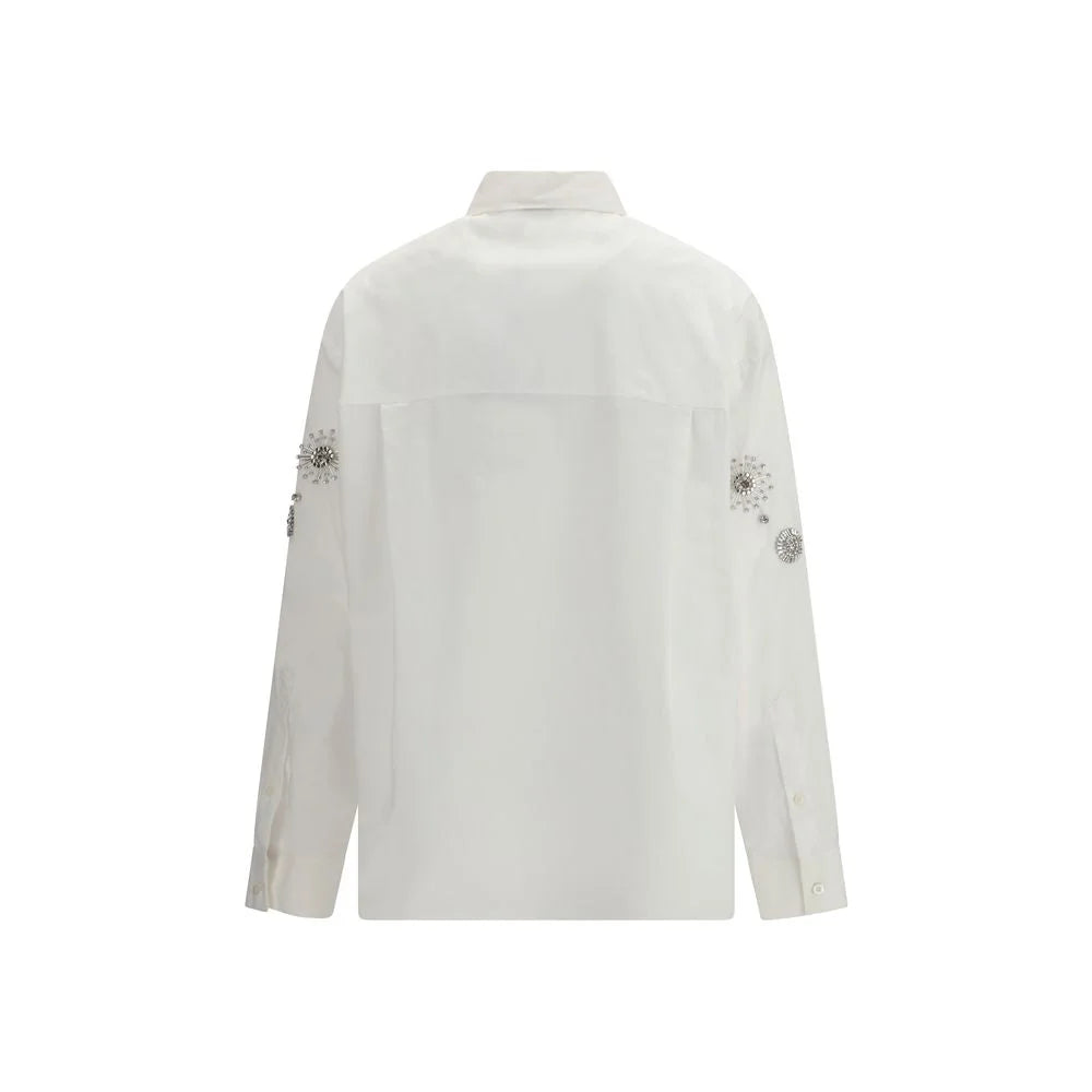 PINKO White Calf Leather Bos Taurus Pattern Shirt - IT44 | L