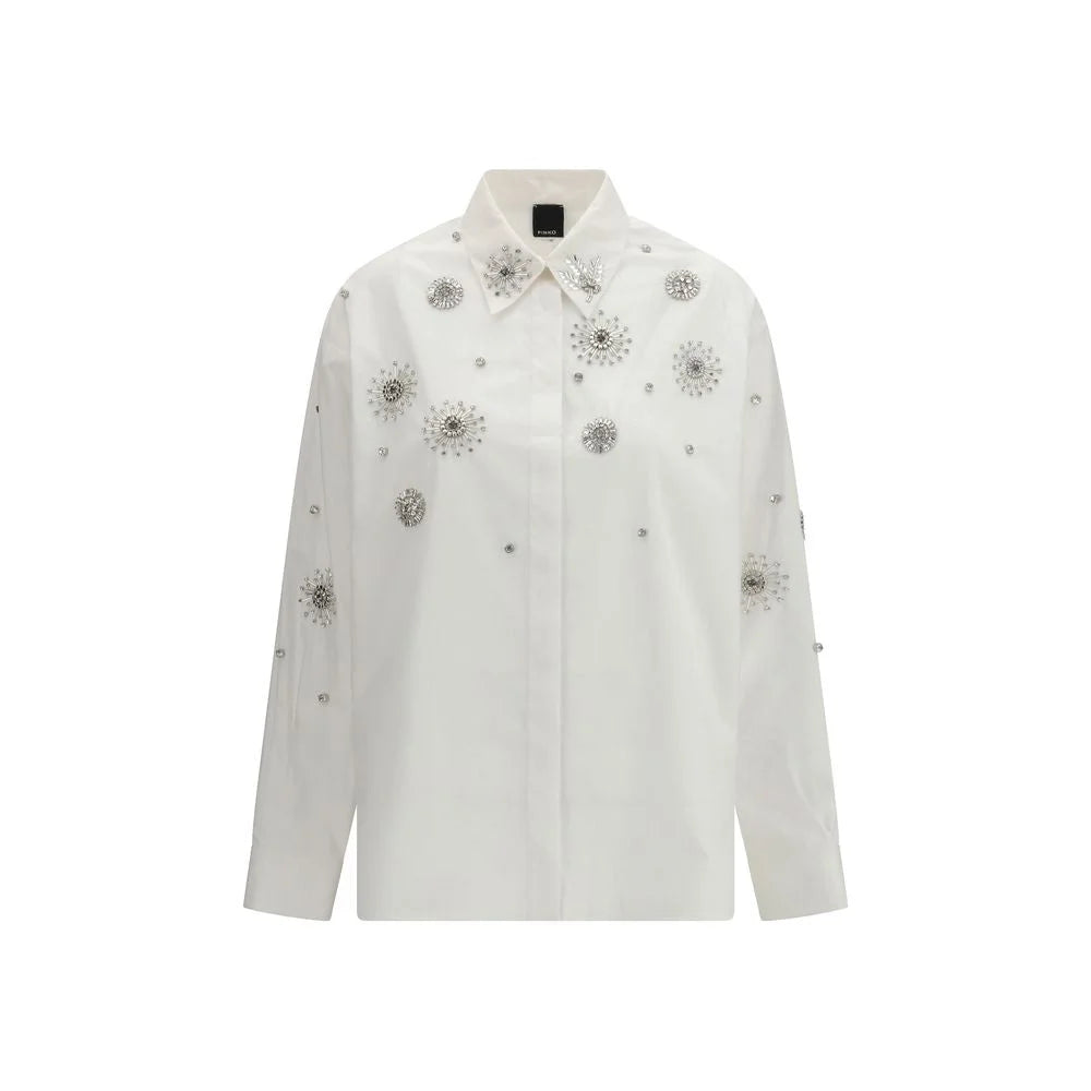 PINKO White Calf Leather Bos Taurus Pattern Shirt - IT44 | L