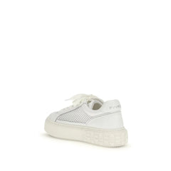 PINKO White Calf Leather Bos Taurus Platform Sneakers