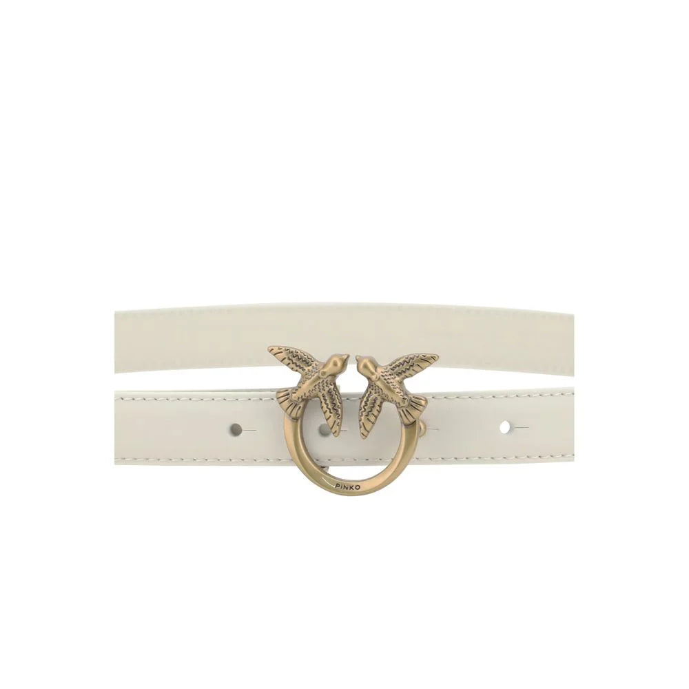 PINKO White Calf Leather Bos Taurus Regular Belt