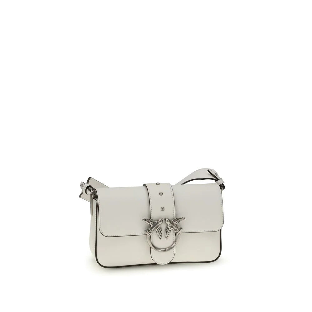 PINKO White Calf Leather Bos Taurus Shoulder Bag