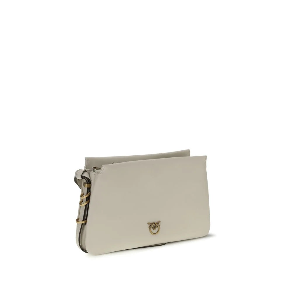 PINKO White Calf Leather Bos Taurus Shoulder Bag