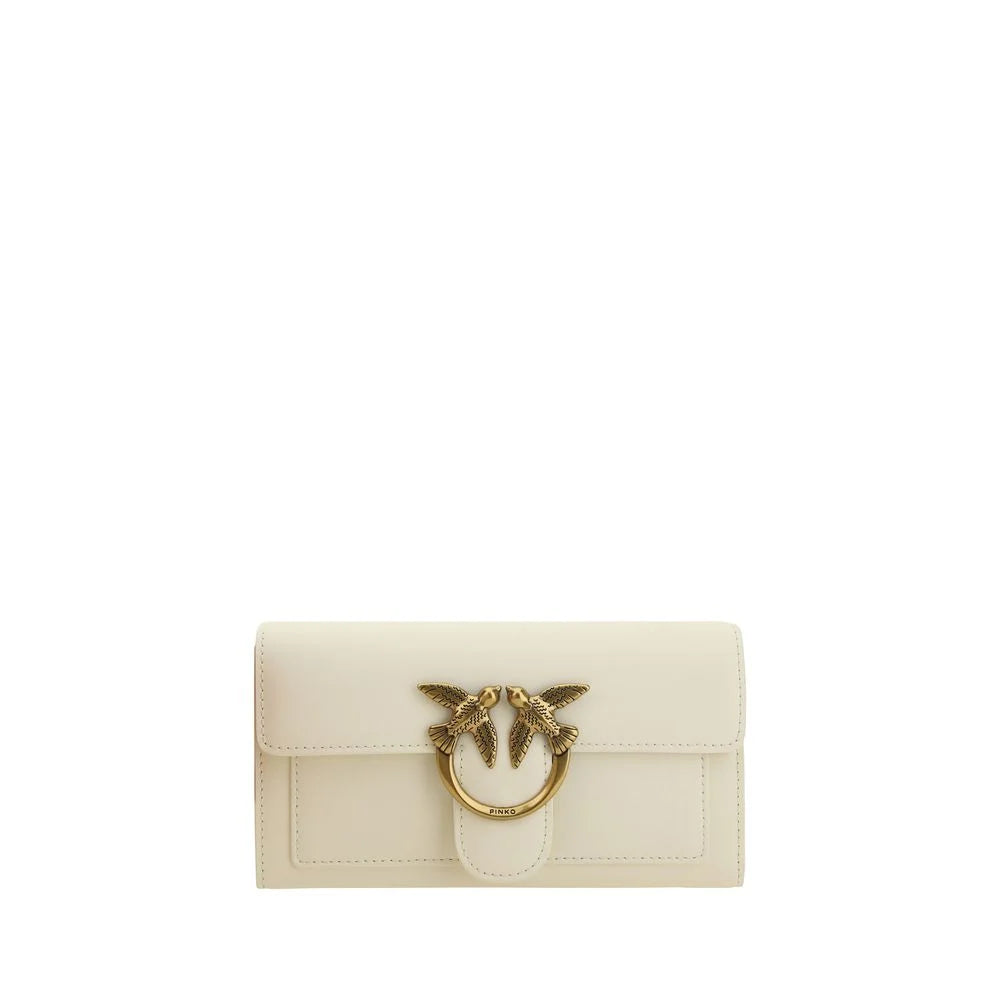 PINKO White Calf Leather Bos Taurus Shoulder Bag