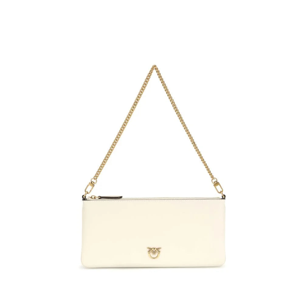 PINKO White Calf Leather Bos Taurus Shoulder Bag