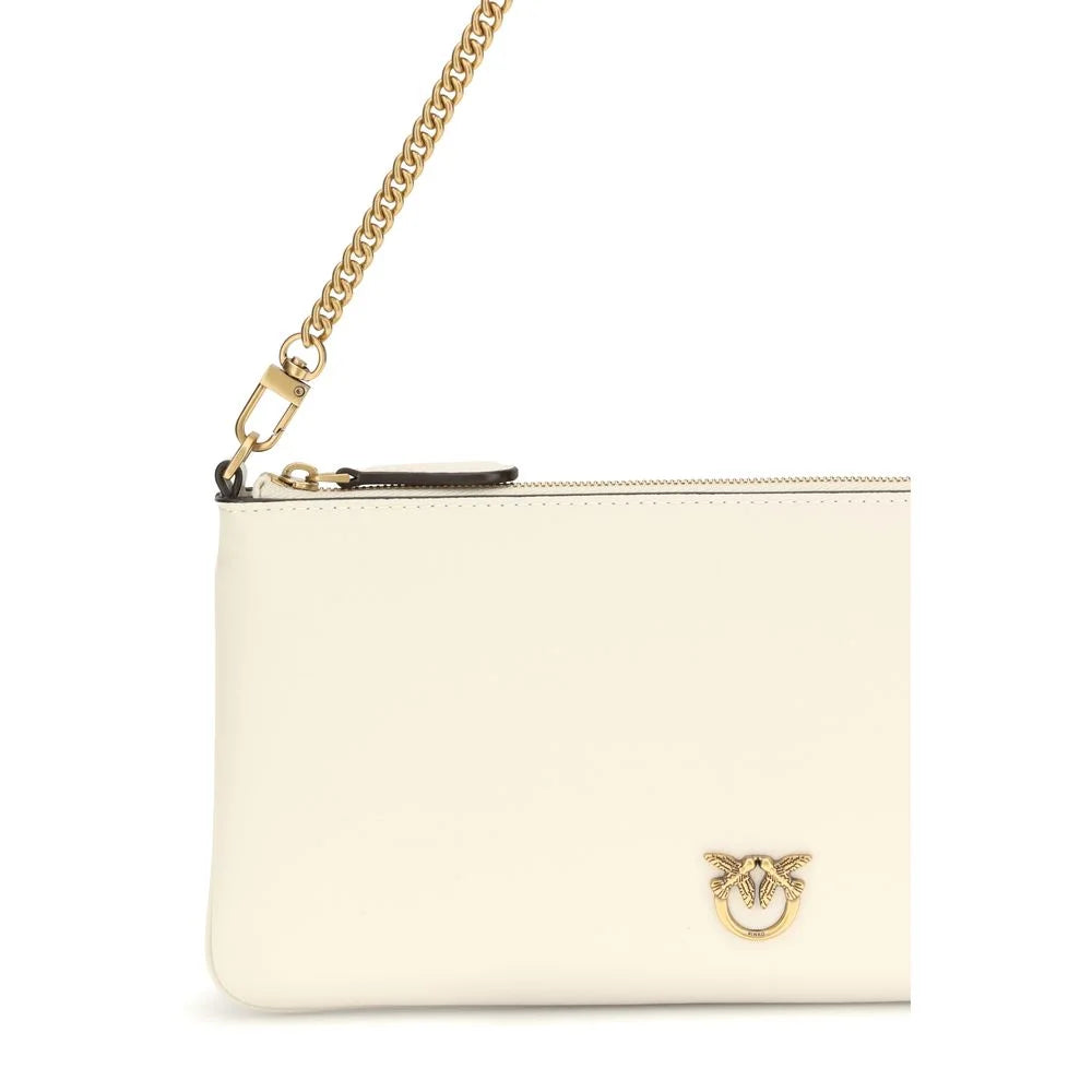 PINKO White Calf Leather Bos Taurus Shoulder Bag