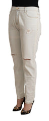 PINKO White Cotton Distressed Mid Waist Skinny Denim Jeans - W28 - Jeans