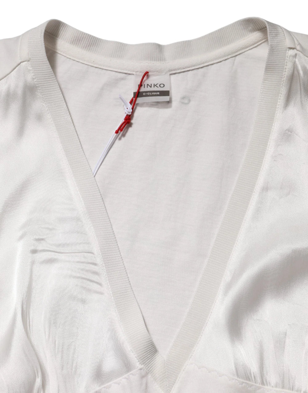 PINKO White Silk Blend Lace Trim Sleeveless V-Neck Women’s Top - M - Tank Tops