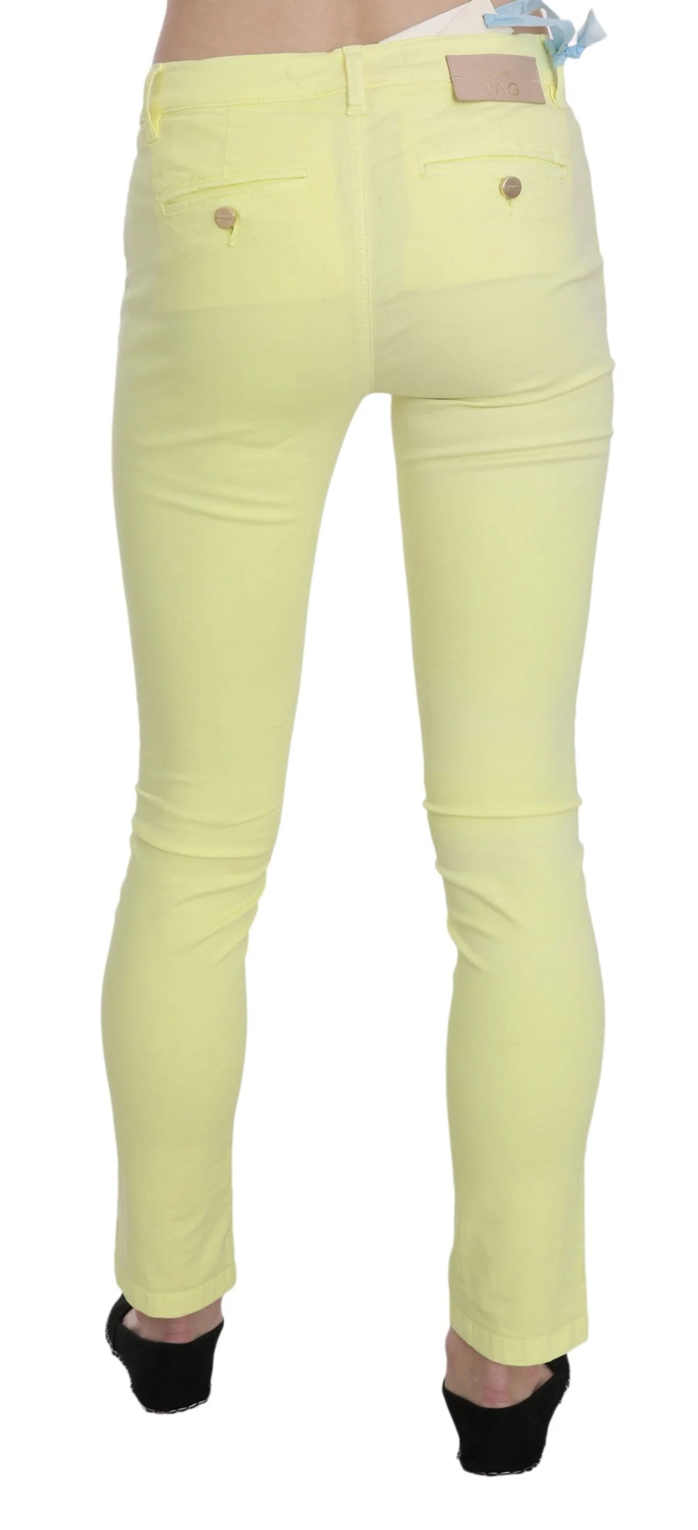 PINKO Yellow Cotton Stretch Low Waist Skinny Casual Trouser Pants - W26 - Trousers