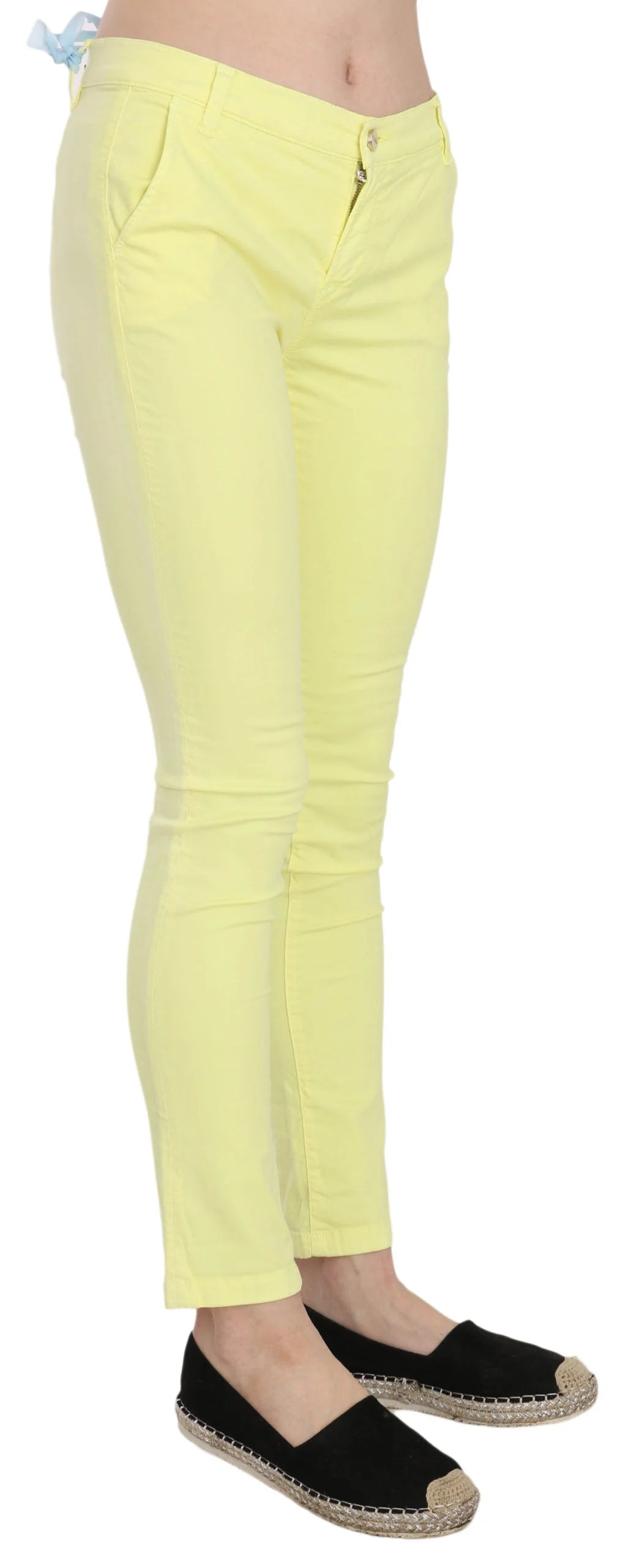 PINKO Yellow Cotton Stretch Low Waist Skinny Casual Trouser Pants - W26 - Trousers